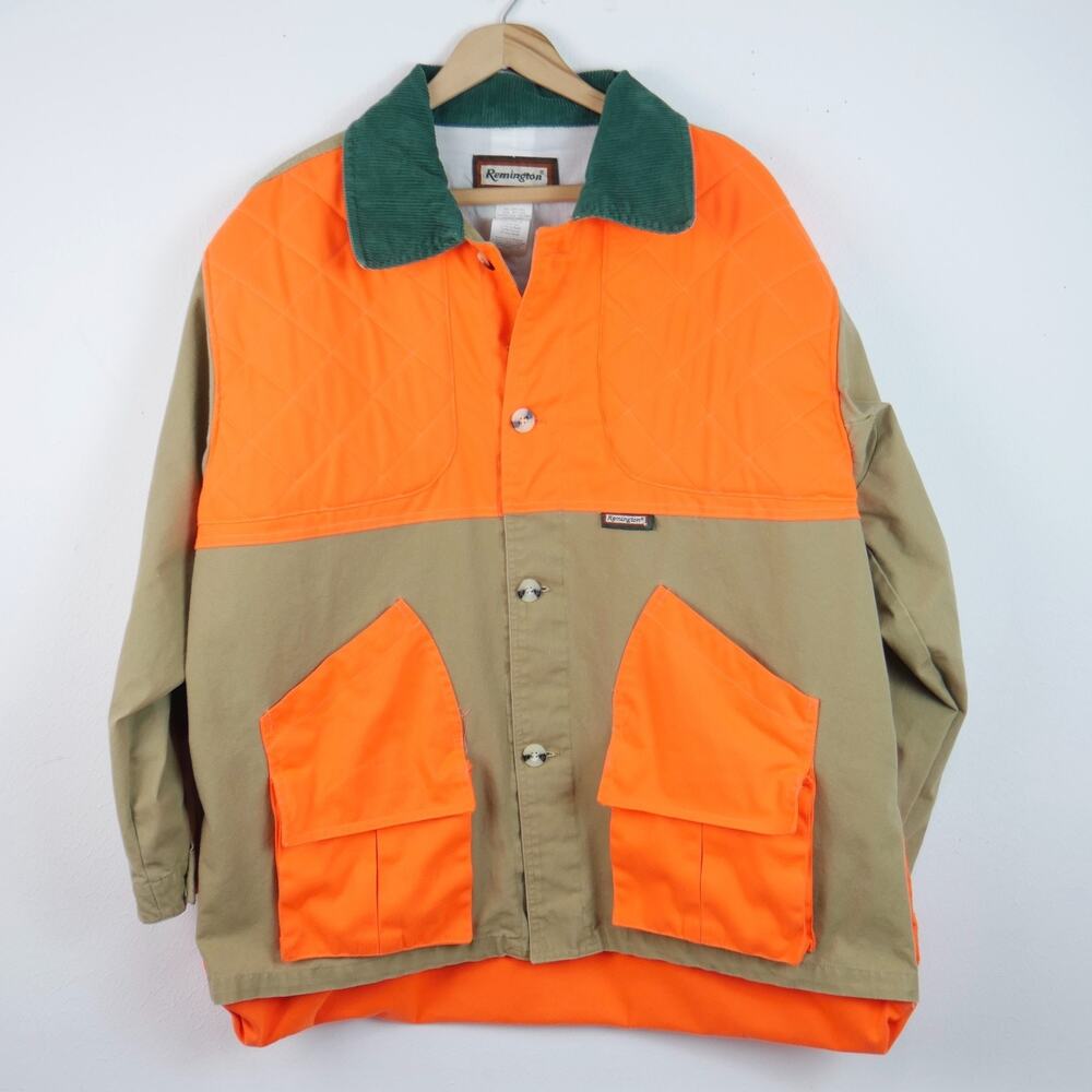 Remington Hunting Jacket Size Large Quilted Orange Blaze Canvas Utility Gorpcore